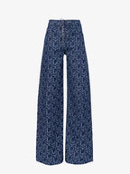 LUDOVIC DE SAINT SERNIN Wide-Leg Logo Branded-Pattern Lace-Up Jeans - House Of Huntington