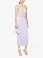 SAN SLOANE Carter Lilac Purple Cut-Out Knitted Midi Dress - House Of Huntington