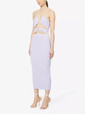 SAN SLOANE Carter Lilac Purple Cut-Out Knitted Midi Dress - House Of Huntington