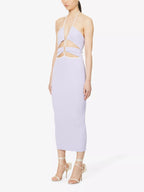 SAN SLOANE Carter Lilac Purple Cut-Out Knitted Midi Dress - House Of Huntington