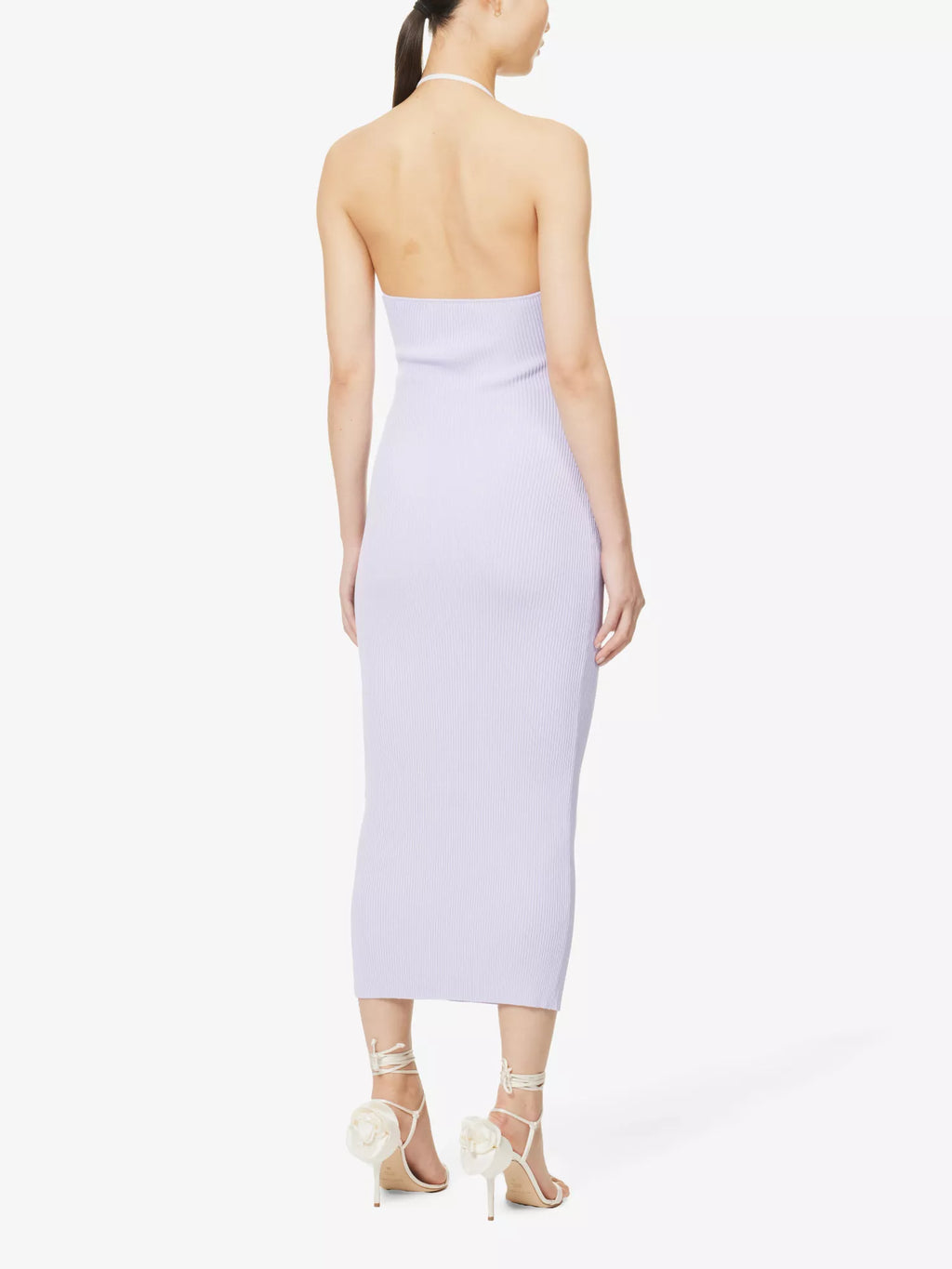 SAN SLOANE Carter Lilac Purple Cut-Out Knitted Midi Dress - House Of Huntington