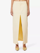 SIR. The Label Giacomo Front Split Woven Butter Yellow Midi Skirt - House Of Huntington