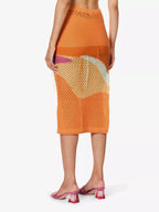 House Of Sunny Pompelmo Sunset Intarsia Crochet Knit Low Rise Summer Skirt - House Of Huntington