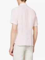 120% LINO Linen Camicia Rose Pink Spread Collar Shirt - House Of Huntington