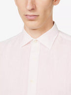 120% LINO Linen Camicia Rose Pink Spread Collar Shirt - House Of Huntington