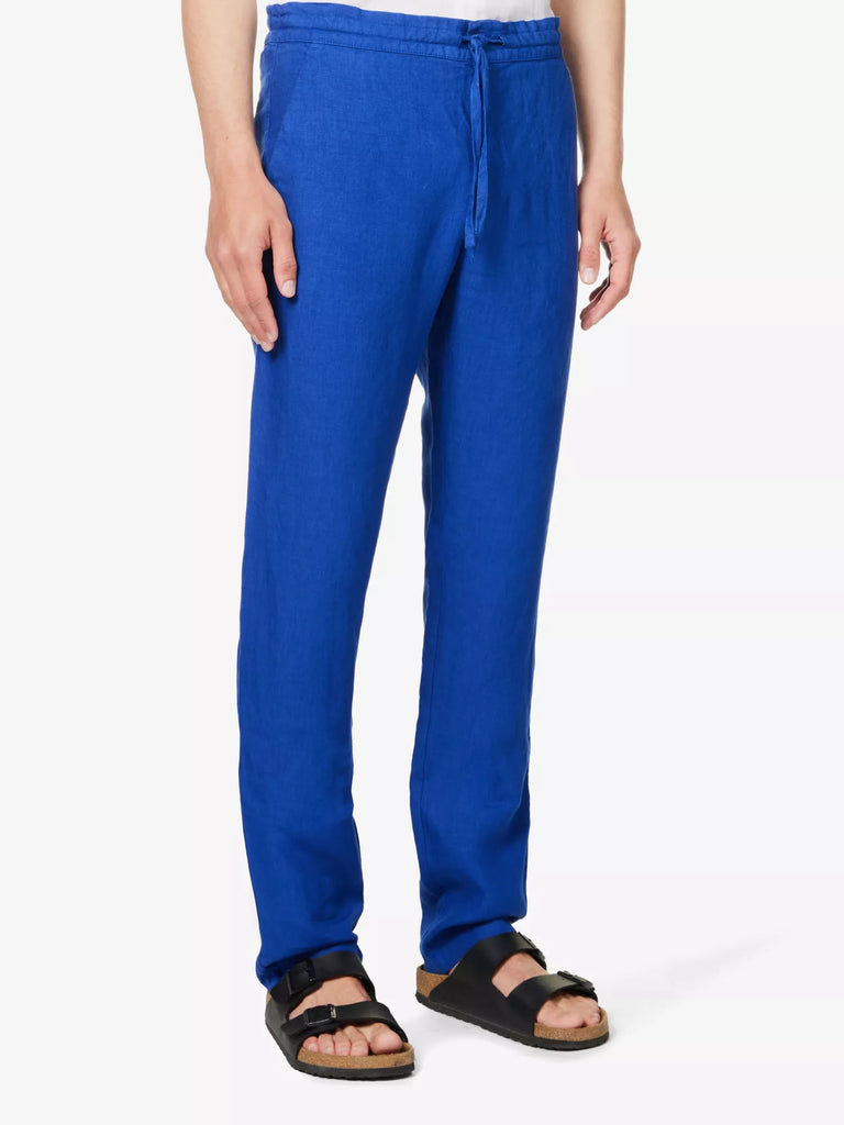 120% LINO Linen Trousers Blue Cobalt 