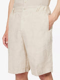 120% LINO Beige Linen Bermuda High Rise Shorts - House Of Huntington