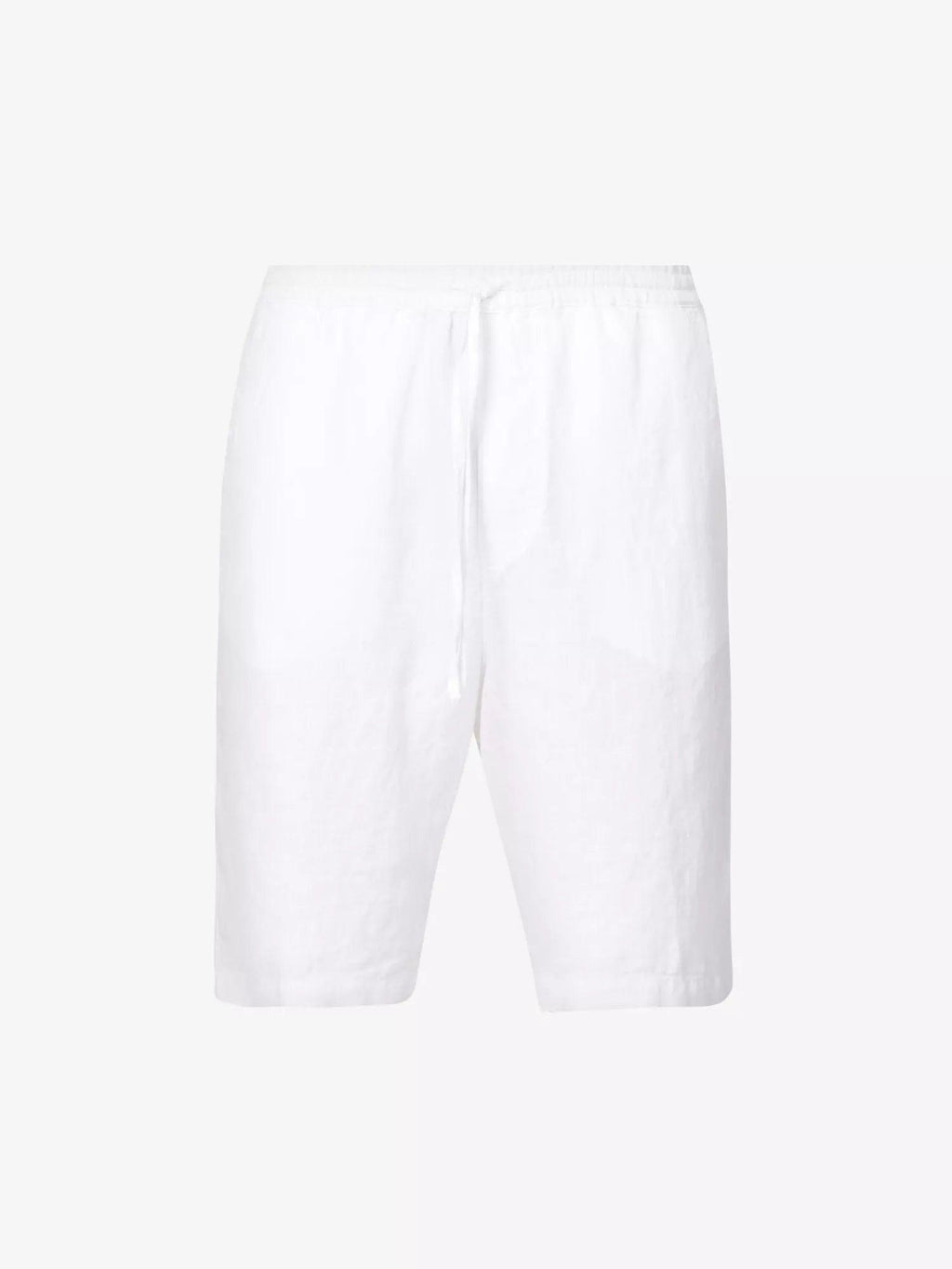 120% LINO White Bermuda High Rise Linen Shorts - House Of Huntington