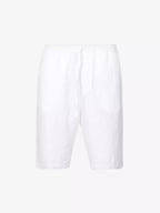 120% LINO White Bermuda High Rise Linen Shorts - House Of Huntington
