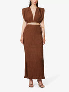 SAVANNAH MORROW Kamala Silk Bamboo Paprika Textured Crop Top - House Of Huntington