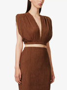 SAVANNAH MORROW Kamala Silk Bamboo Paprika Textured Crop Top - House Of Huntington