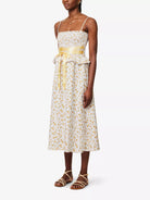 REFORMATION Miles Floral Ruffle-Trim Bow-Detail Linen Midi Dress - House Of Huntington