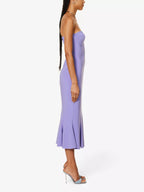 NORMA KAMALI Lilac Purple Corset Bodycon Fishtail Hem Midi Dress - House Of Huntington