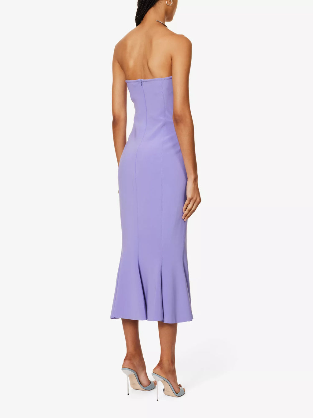 NORMA KAMALI Lilac Purple Corset Bodycon Fishtail Hem Midi Dress - House Of Huntington
