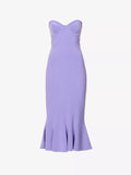 NORMA KAMALI Lilac Purple Corset Bodycon Fishtail Hem Midi Dress - House Of Huntington