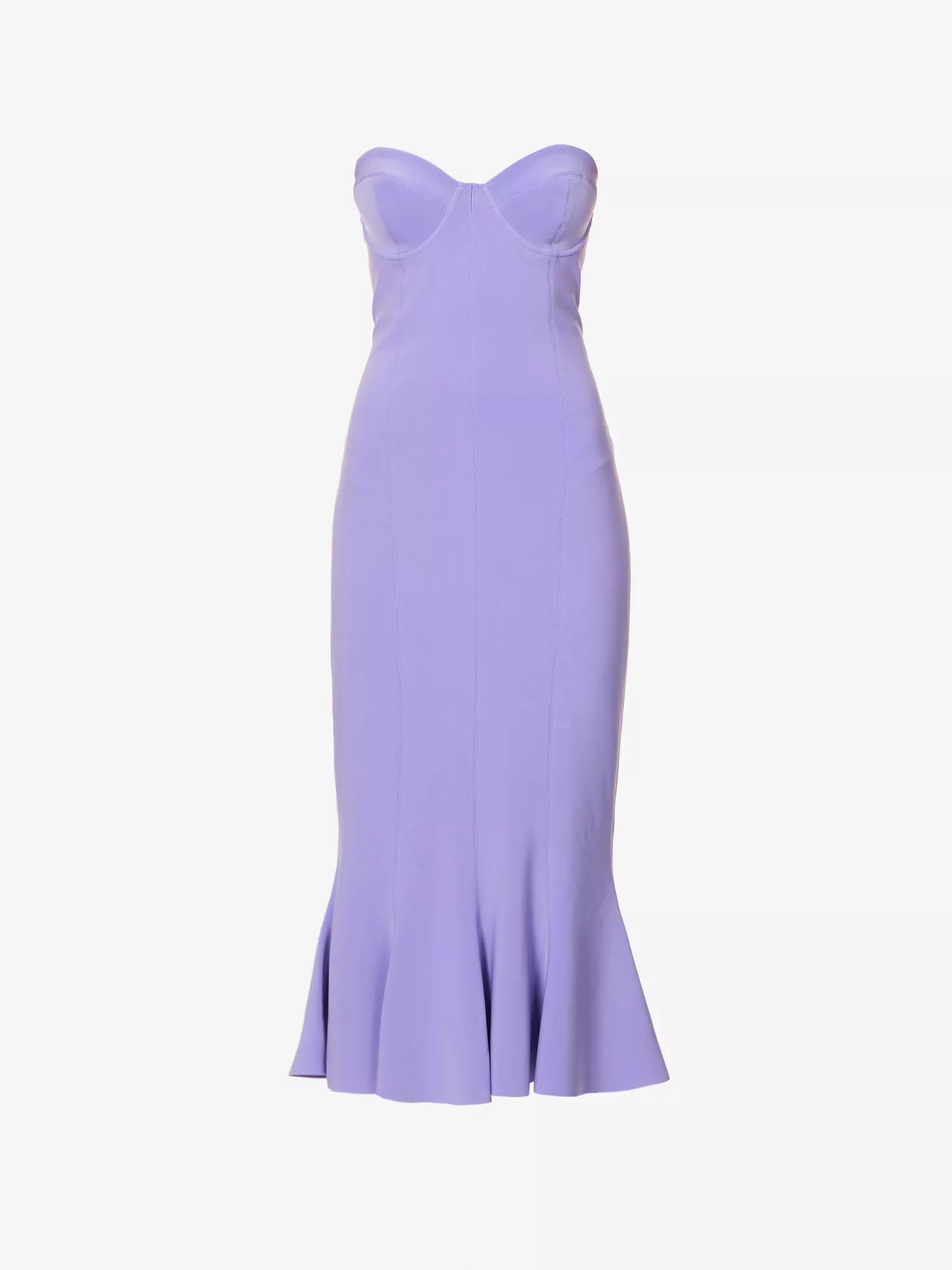 NORMA KAMALI Lilac Purple Corset Bodycon Fishtail Hem Midi Dress - House Of Huntington
