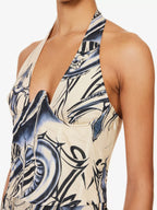 MIAOU Jackie Graphic Tattoo Print Corset Halterneck Mini Dress - House Of Huntington