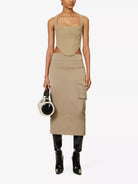 MIAOU Campbell Textured Stretch-Woven Beige Corset Top - House Of Huntington