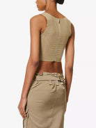 MIAOU Campbell Textured Stretch-Woven Beige Corset Top - House Of Huntington