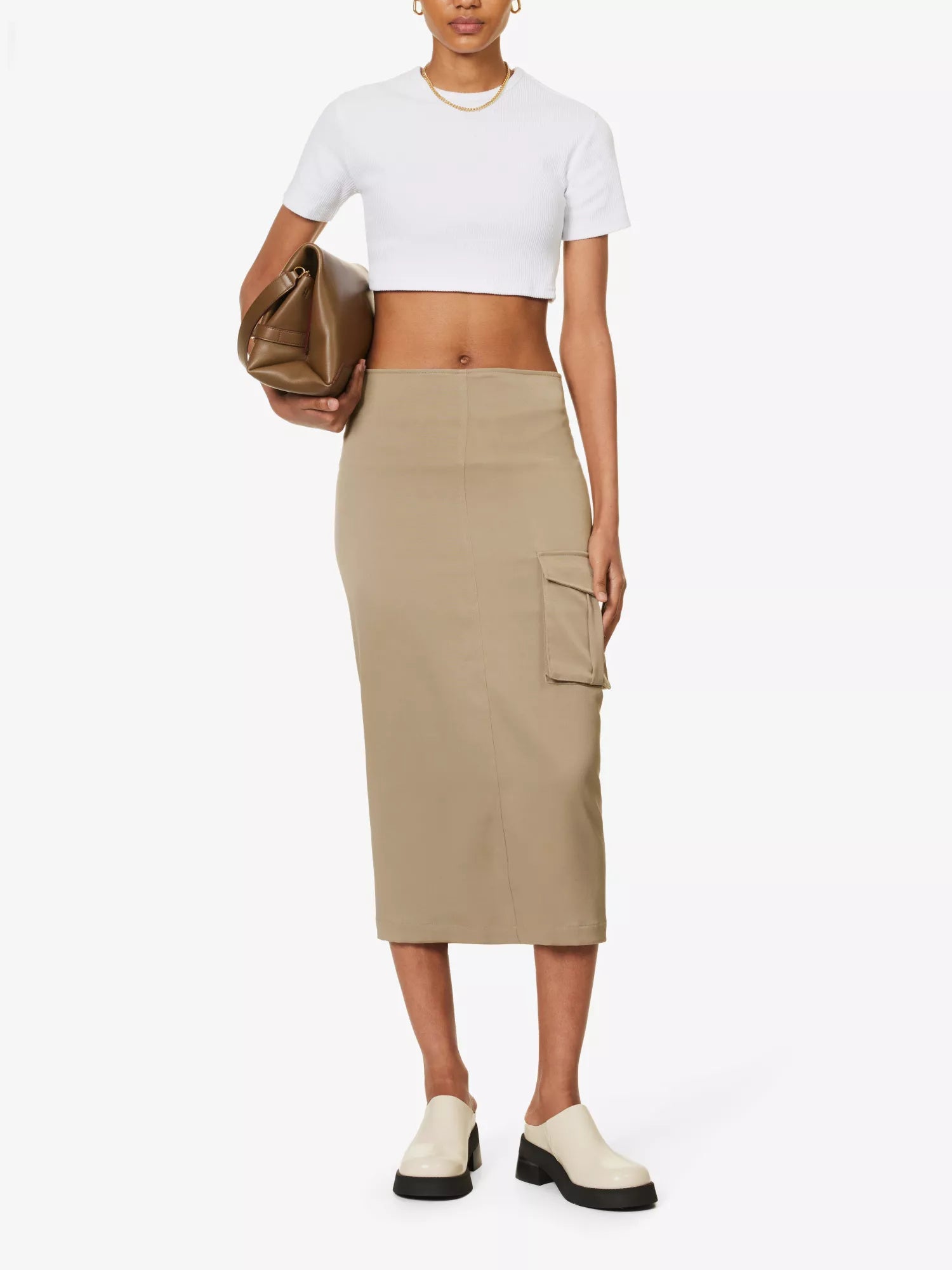 THE FRANKIE SHOP White Ribbed Knit Cotton Nico Cropped Top - House Of Huntington