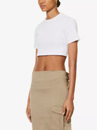 THE FRANKIE SHOP White Ribbed Knit Cotton Nico Cropped Top - House Of Huntington