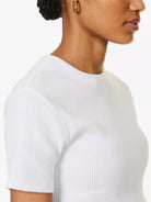 THE FRANKIE SHOP White Ribbed Knit Cotton Nico Cropped Top - House Of Huntington