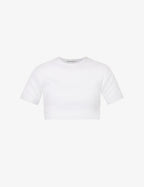 THE FRANKIE SHOP White Ribbed Knit Cotton Nico Cropped Top - House Of Huntington