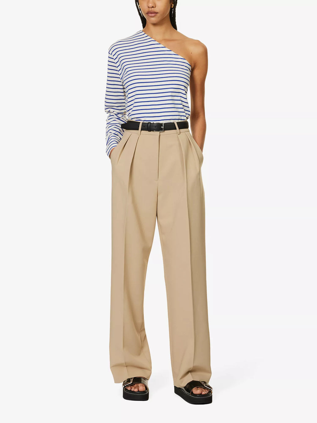 THE FRANKIE SHOP Jean One Shoulder Striped Cotton Top - House Of Huntington