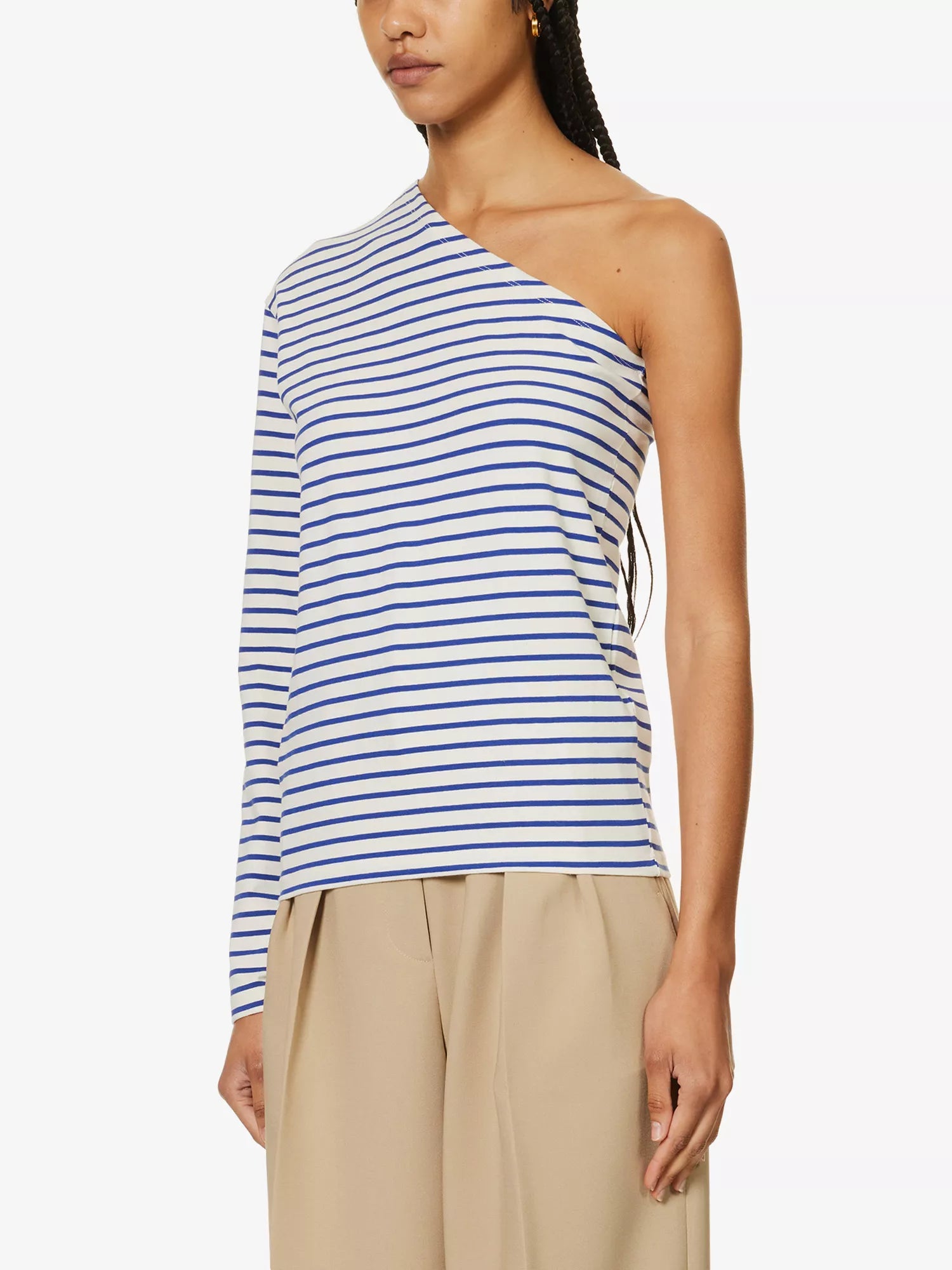 THE FRANKIE SHOP Jean One Shoulder Striped Cotton Top - House Of Huntington