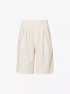THE FRANKIE SHOP Vivian Pinstriped Woven Beige Suit Shorts - House Of Huntington
