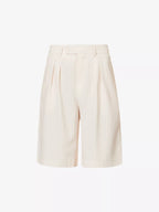 THE FRANKIE SHOP Vivian Pinstriped Woven Beige Suit Shorts - House Of Huntington
