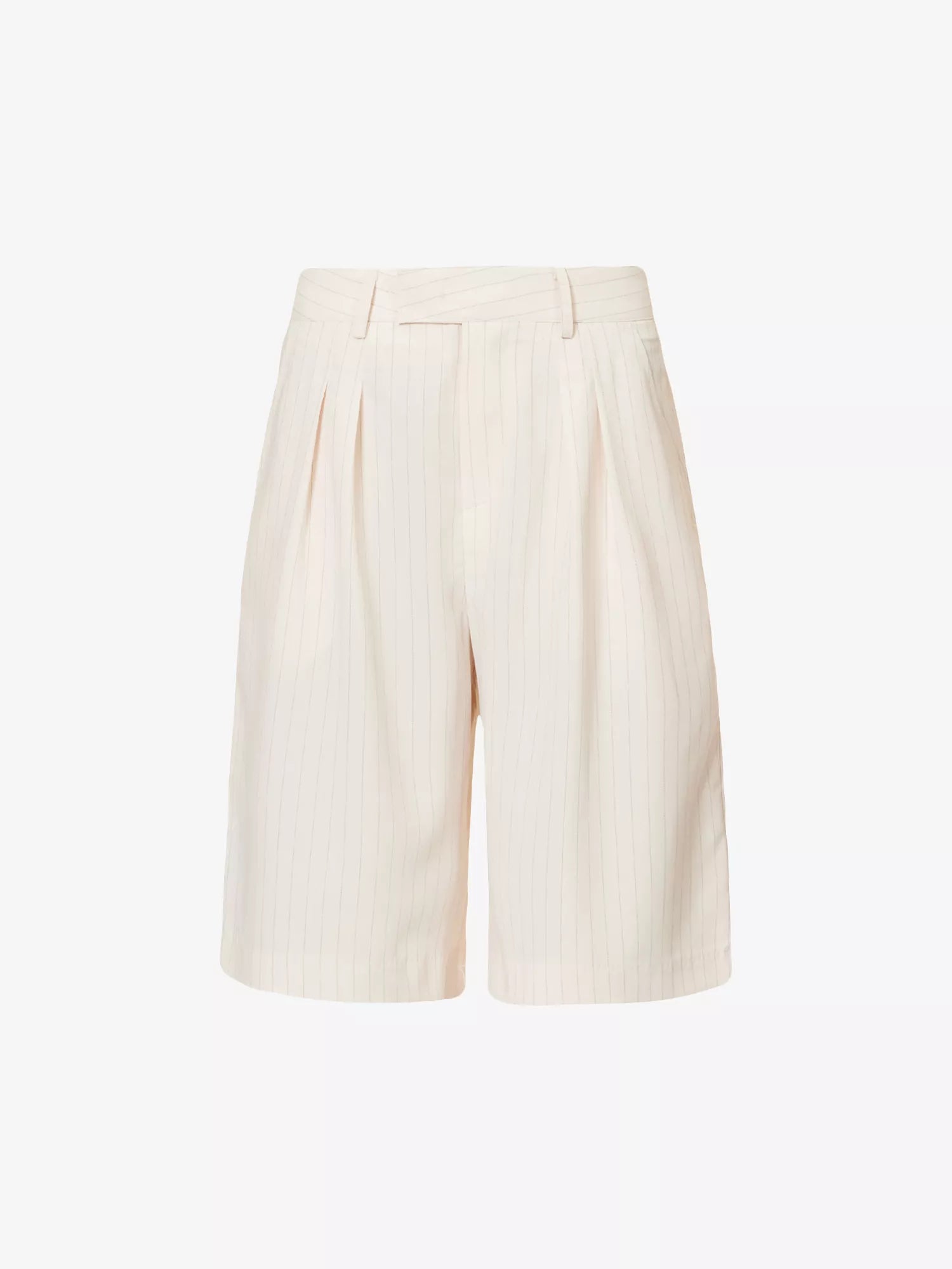 THE FRANKIE SHOP Vivian Pinstriped Woven Beige Suit Shorts - House Of Huntington