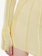 SAMI MIRO VINTAGE Asymmetric Raw Hem Stretch Woven Yellow Mini Dress - House Of Huntington