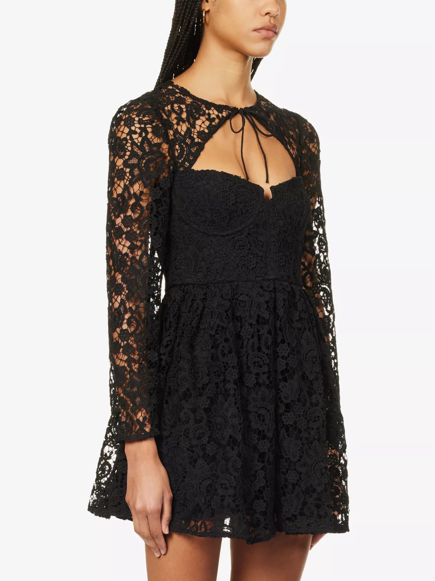 SELF-PORTRAIT Cut-out Flared-Hem Lace Mini Dark Coquette Romantic Dres – House Of Huntington SELF-PORTRAIT Cut-out Flared-Hem Lace Mini Dark Coquette Romantic Dres – House Of Huntington
