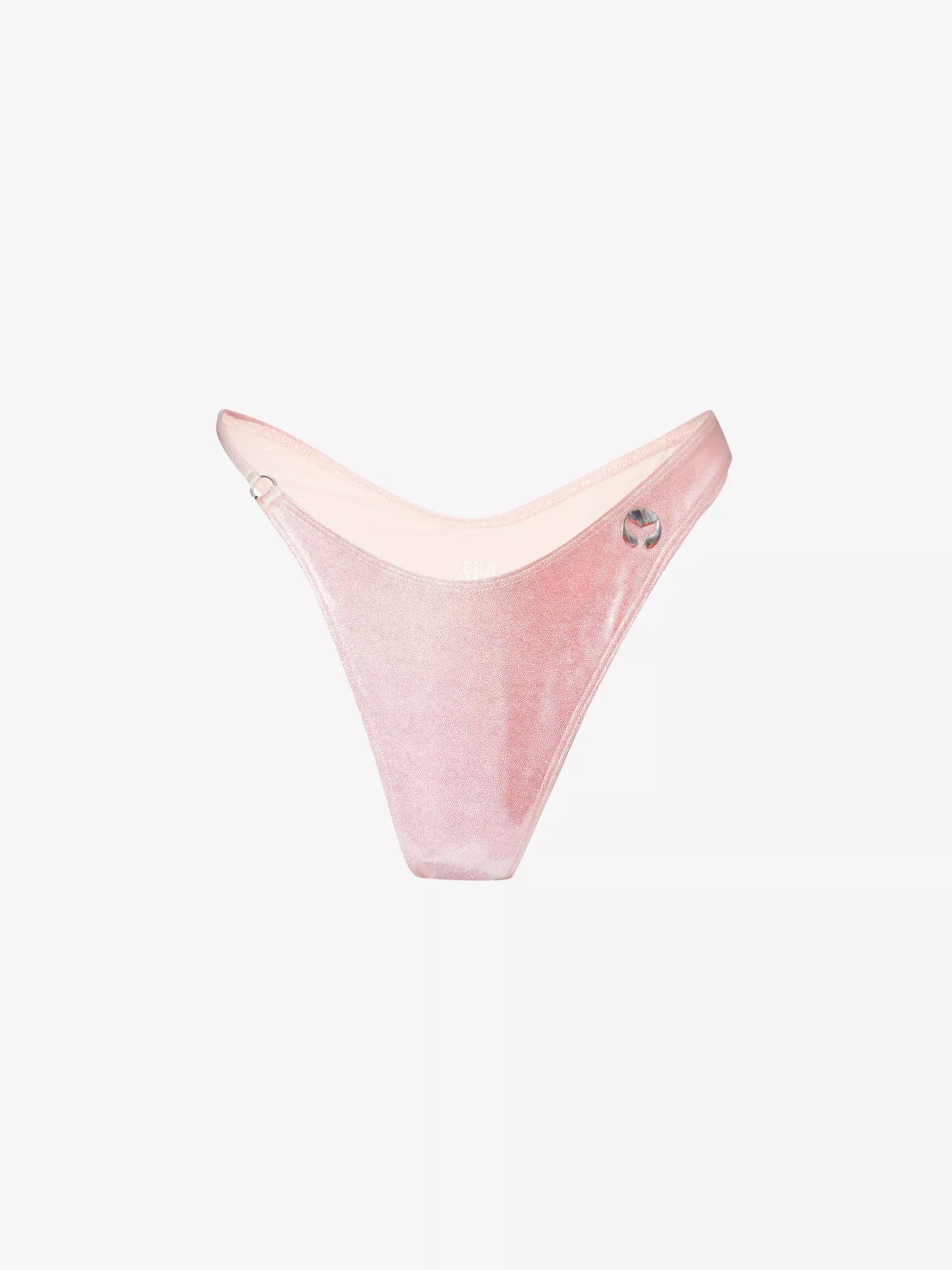 LESLIE AMON Pink Metallic Wet Look La Bella Bikini Bottoms - House Of Huntington