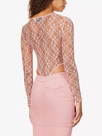 House Of Sunny Pink Love Lace Sheer Romantic Coquette Bodysuit - House Of Huntington