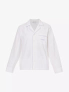 SPORTY & RICH Serif Embroidered Logo Contrast Piping Cotton Poplin Pyjama Top - House Of Huntington