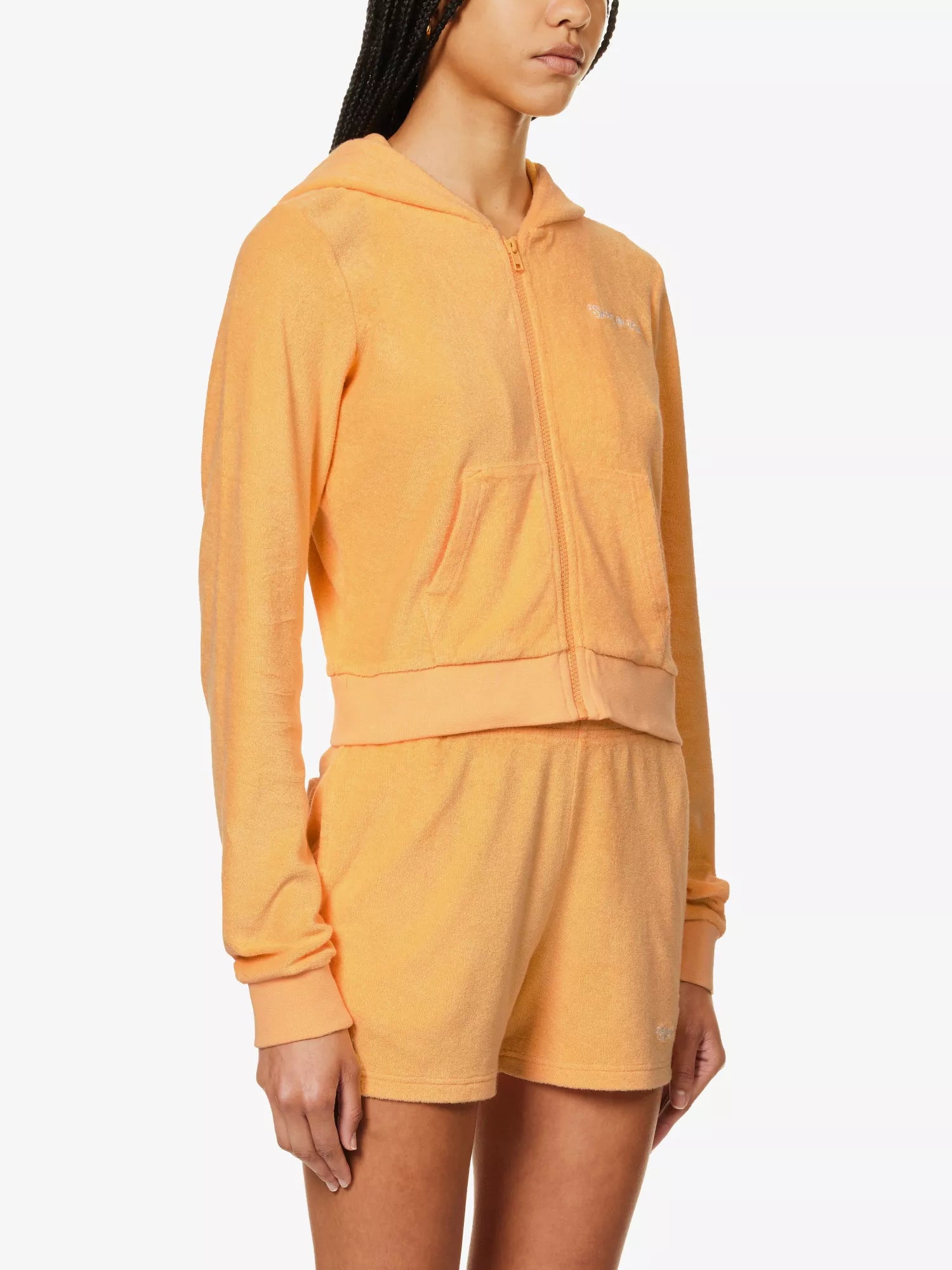 SPORTY & RICH NY Tennis Club Zip Up Orange Hoodie - House Of Huntington