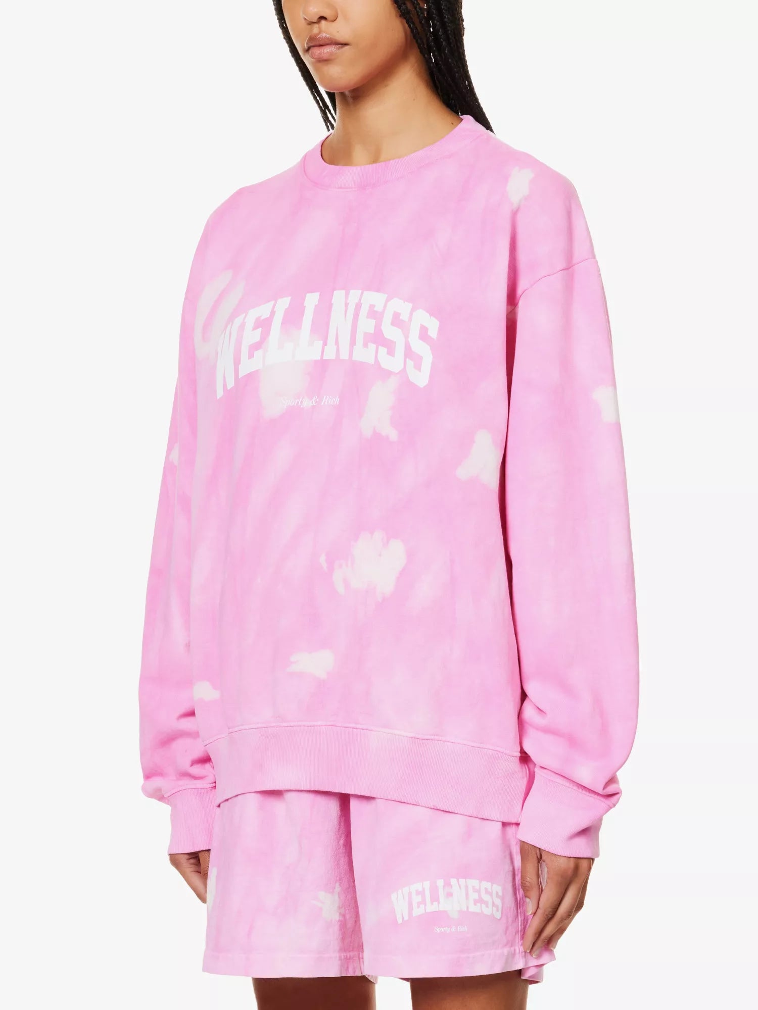 SPORTY & RICH Wellness Pink Tie Dye Cotton Jersey Shorts - House Of Huntington