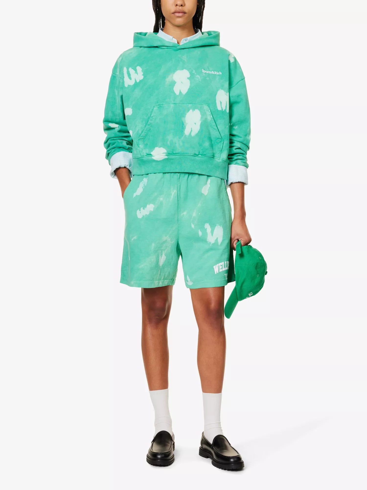 SPORTY & RICH Serif Tie Dye Cotton Jersey Hoody - House Of Huntington