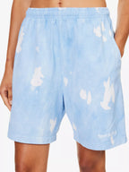 SPORTY & RICH Serif Font Logo Tie Dye Cotton Jersey Blue Shorts - House Of Huntington