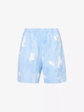 SPORTY & RICH Serif Font Logo Tie Dye Cotton Jersey Blue Shorts - House Of Huntington