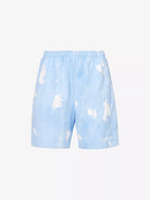 SPORTY & RICH Serif Font Logo Tie Dye Cotton Jersey Blue Shorts - House Of Huntington