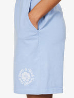 SPORTY & RICH Monte Carlo Mid Rise Cotton-Jersey Blue Retro Gym Shorts - House Of Huntington