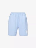 SPORTY & RICH Monte Carlo Mid Rise Cotton-Jersey Blue Retro Gym Shorts - House Of Huntington