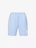 SPORTY & RICH Monte Carlo Mid Rise Cotton-Jersey Blue Retro Gym Shorts - House Of Huntington