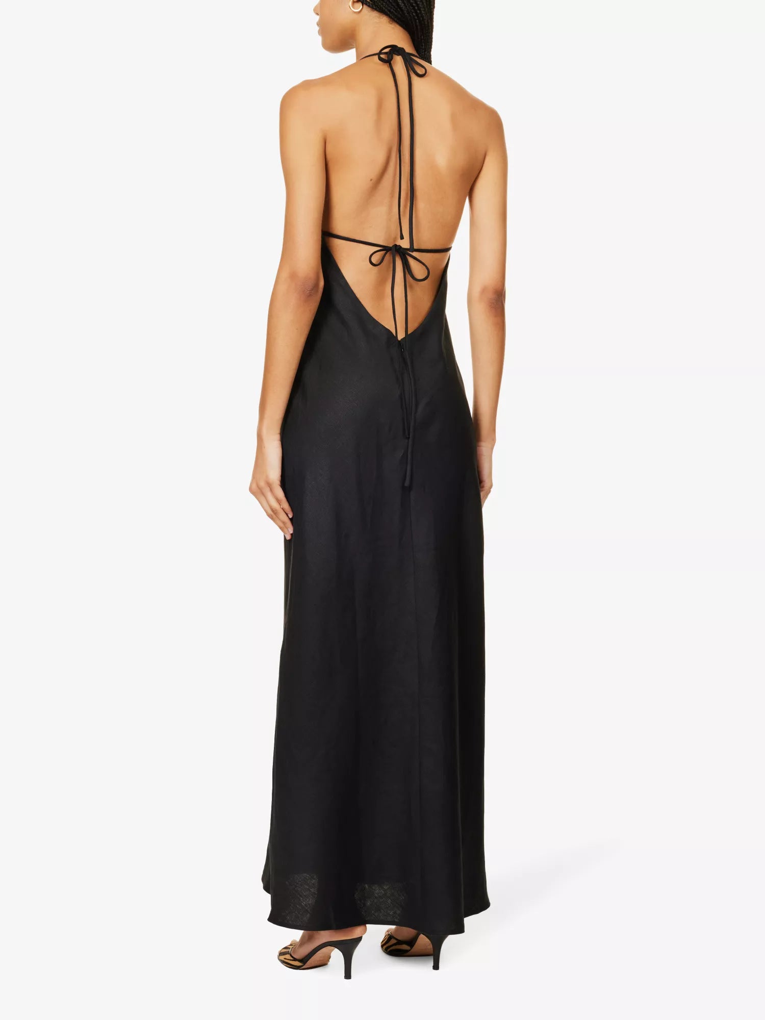 REFORMATION Selia Halterneck Strappy Open Back Linen Maxi Dress - House Of Huntington