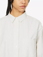 ANINE BING Logo Monogram Cotton Poplin Stripe Braxton Shirt - House Of Huntington