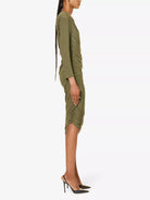 NORMA KAMALI Diana Ruched Long Sleeve Green Midi Dress - House Of Huntington