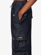 COPERNI Cargo Denim Dark Wash Logo Patch Pocket Detail Maxi Skirt - House Of Huntington